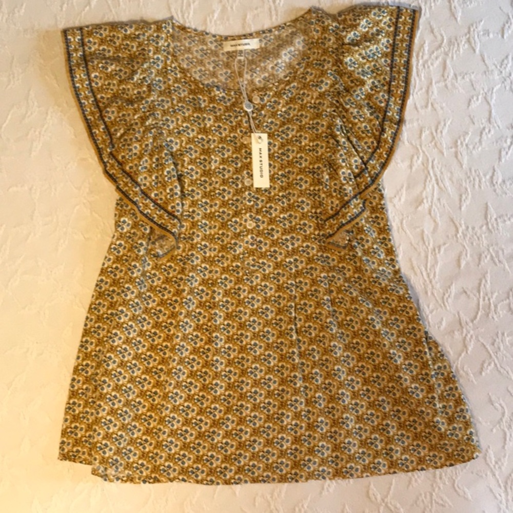 Max Studio ruffled sleeve shirt